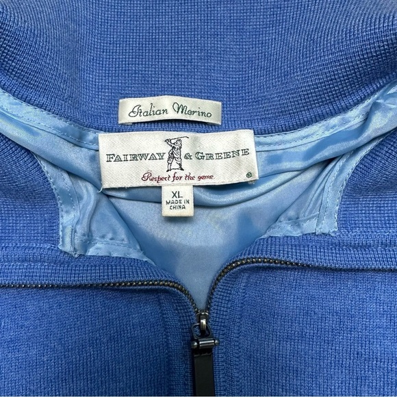 Fairway & Greene Men’s XL Blue Italian Merino Quarter Zip Pullover Wind-Sweater - Picture 6 of 7